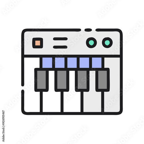 Colorful synthesizer illustration on a black background image
