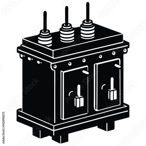 Isolated Black Vector switchgear on white background 