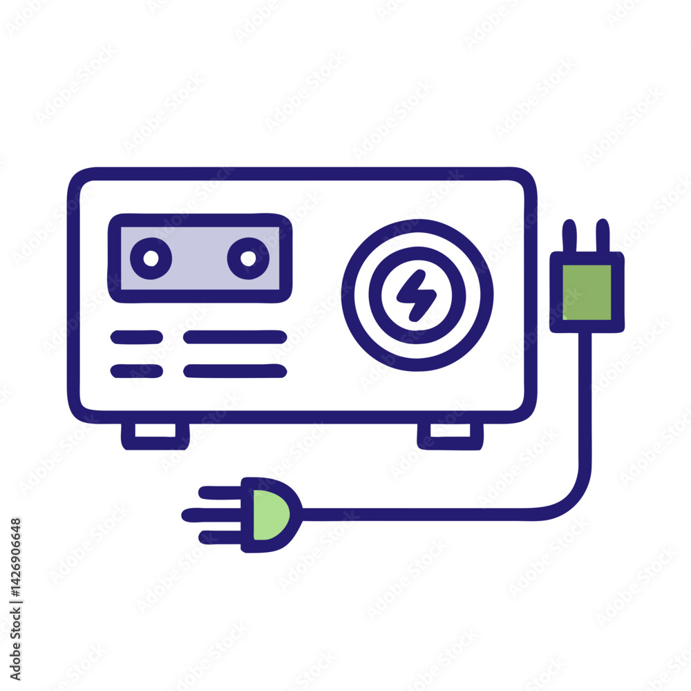 Electrical Generator Minimalist Vector Isolated on Black Background Electrical Generator Minimalist Vector Isolated on Black Background