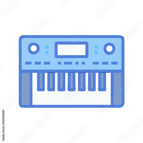 Synth Keyboard Illustration: Modern Blue Design Icon