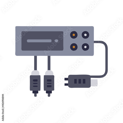 Flat Illustration of Audio Interface Sound Card on Black