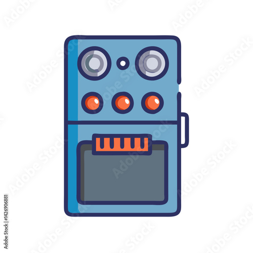 Stylish Blue Guitar Effects Pedal Isolated Icon