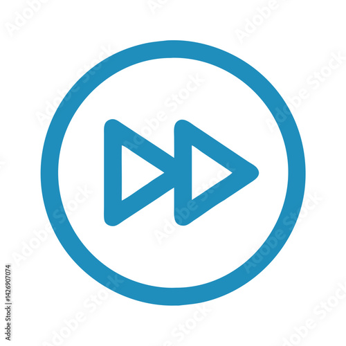 Blue rewind icon on black background illustration