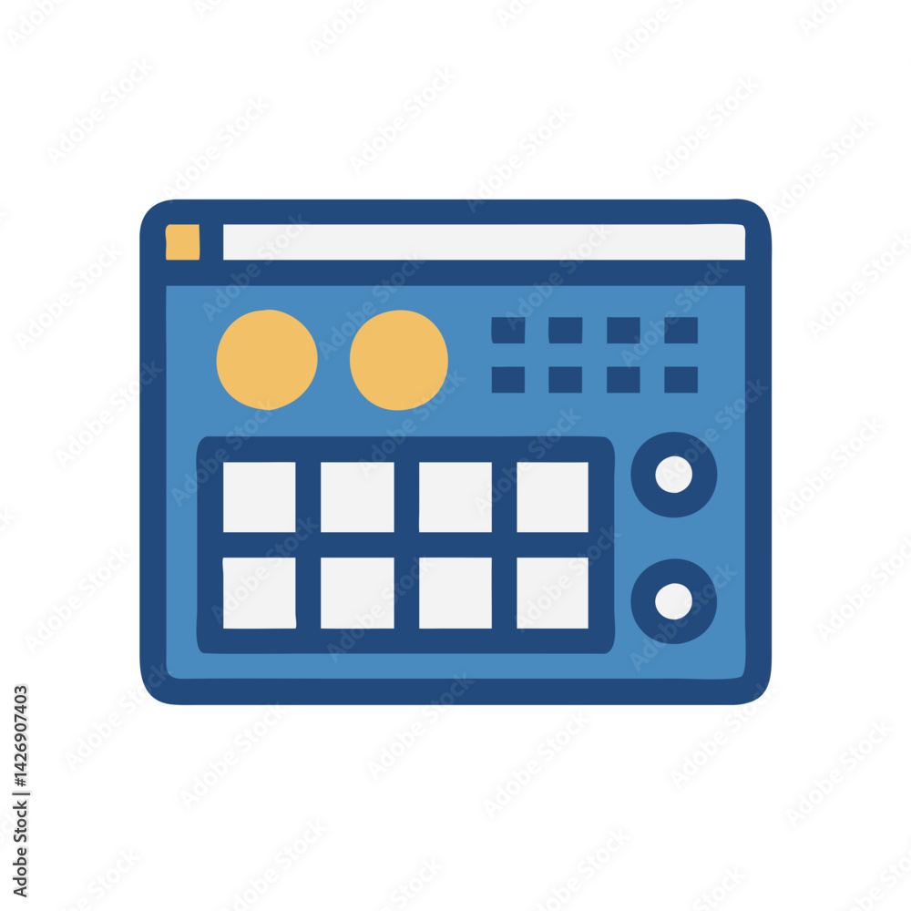 Retro Style Drum Machine Design on Black Background Retro Style Drum Machine Design on Black Background