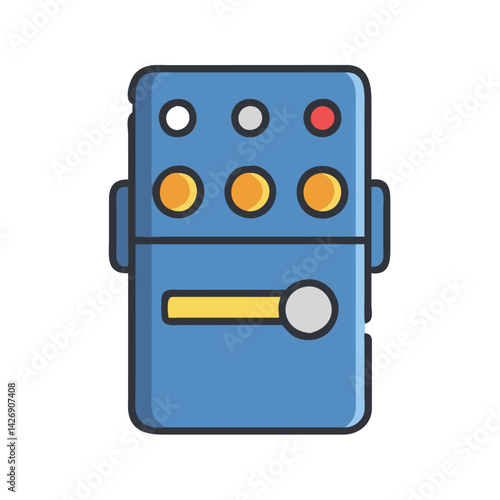 Blue Guitar Pedal Icon with Knobs and Slider