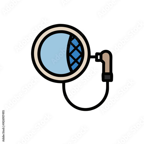 Minimalist Blue Microphone Pop Filter Icon on Black