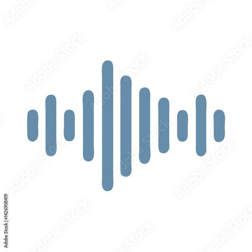 Audio Waveform, Hand Drawn, Blue Icon, Isolated on Black