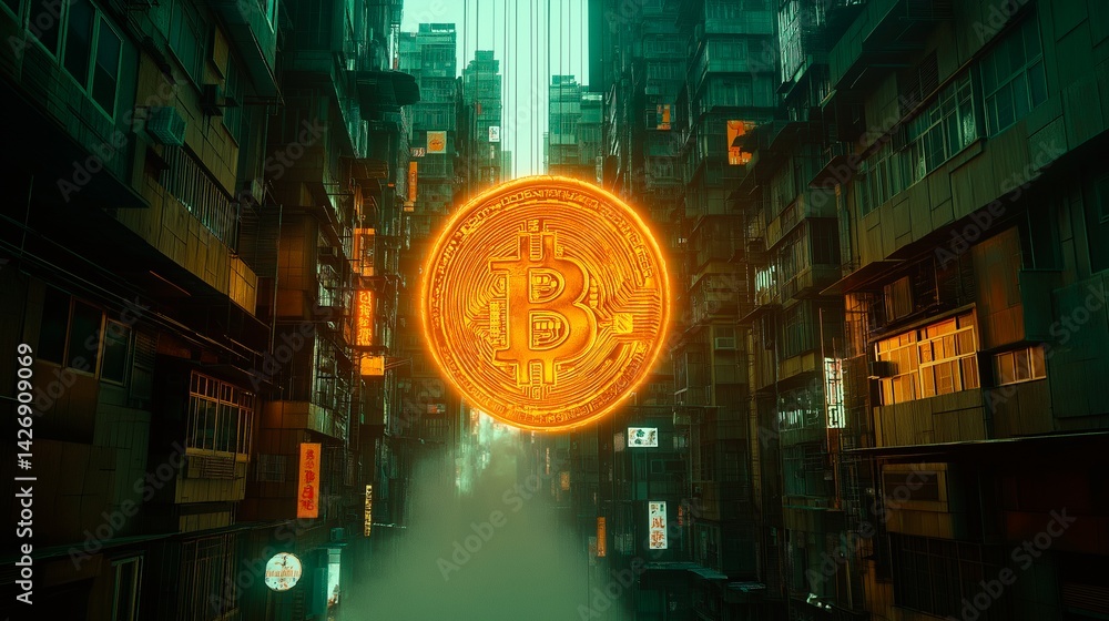 bitcoin and virtual technology background.