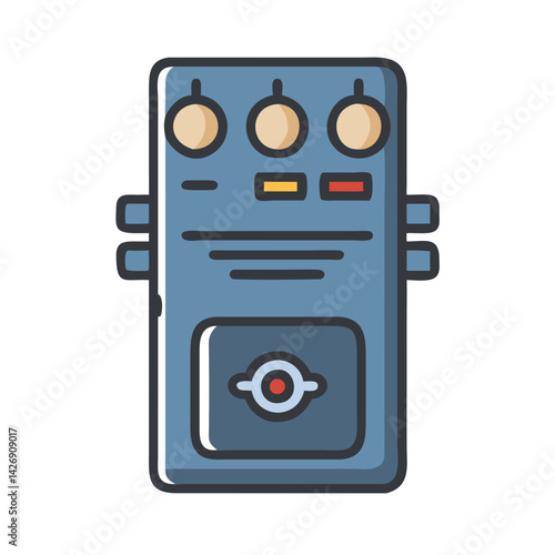 Stylized guitar effects pedal illustration for music applications
