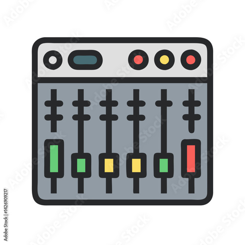 Sound mixing console icon for audio production and engineering