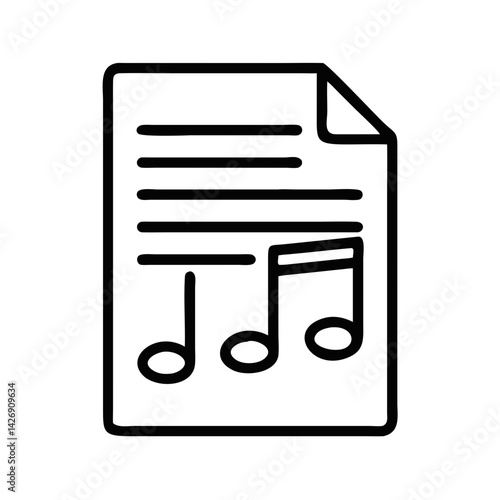 Musical Notes on Sheet Music Icon, Vector Illustration