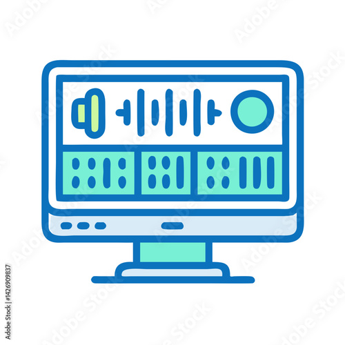 Audio Editing Software on Computer Screen Illustration