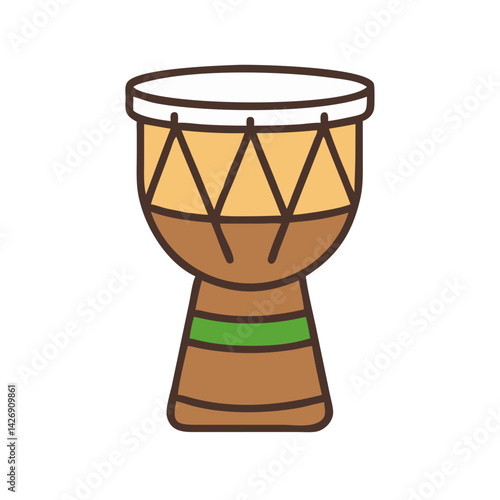 Cartoon Djembe Drum Illustration on Black Background