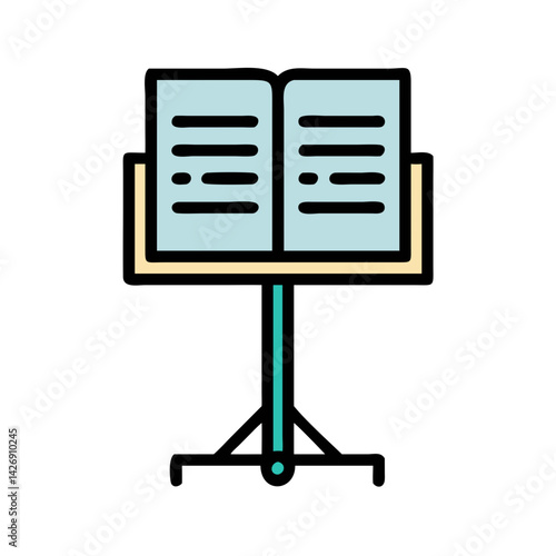 Choral Music Stand with Open Book Illustration Icon