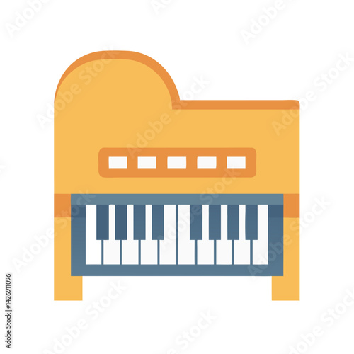 Stylized Piano Keyboard, Music Instrument on Black Background