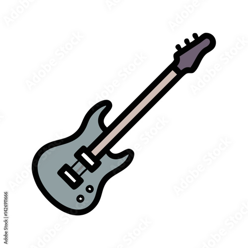 Isolated electric bass guitar vector illustration on black