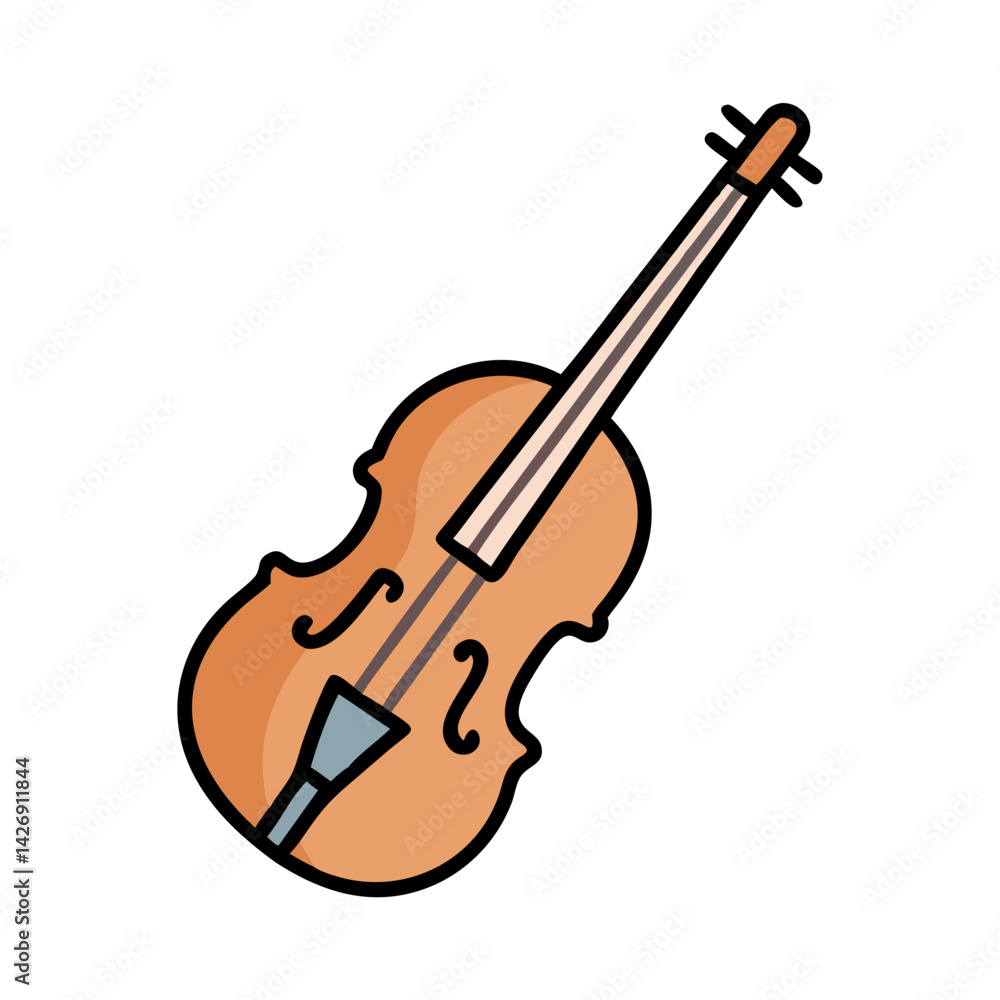 Fototapeta premium Stylized Violin Illustration Against Black Background, Isolated Image