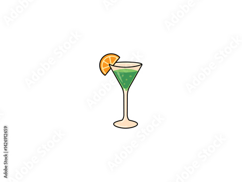 Vector illustration of cartoon fruit cocktail in glass isolated on white background	