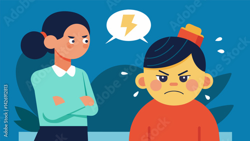 A person choosing to remain calm and understanding in the face of an angry and frustrated customer.. Vector illustration