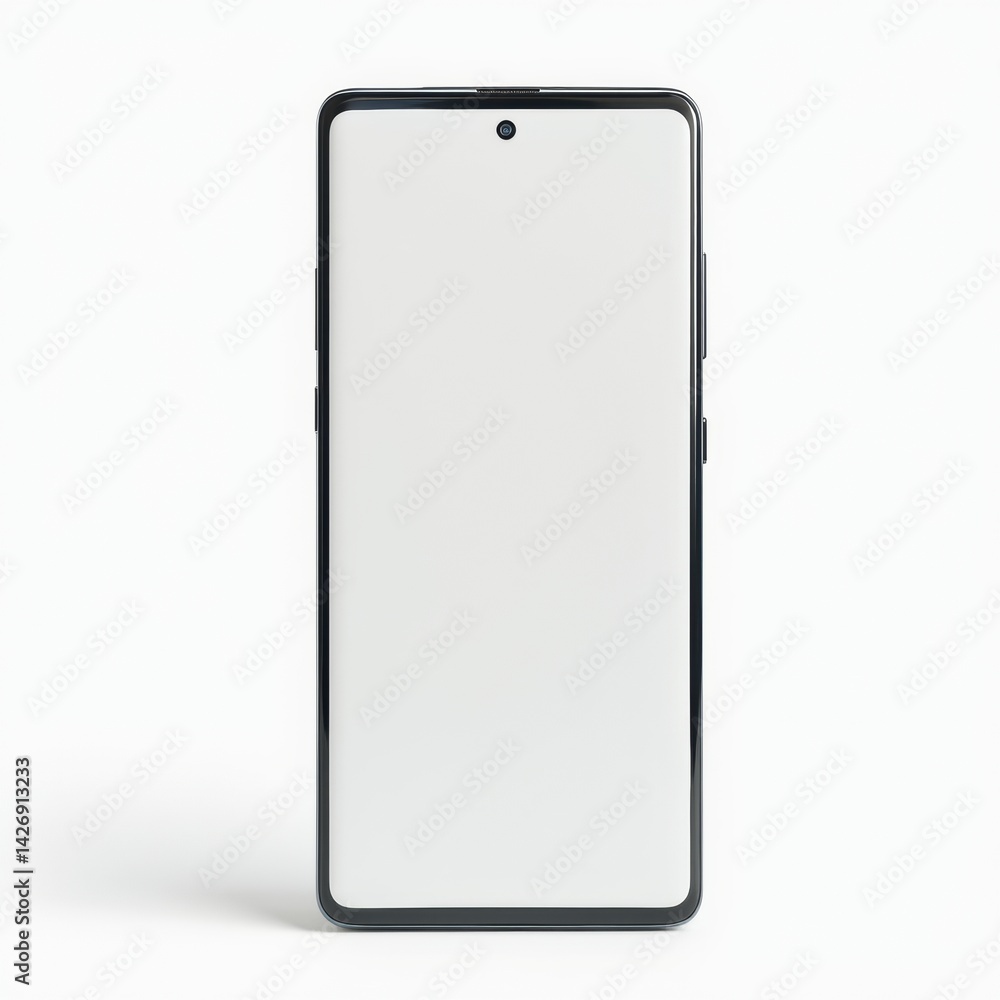 Professional front view of sleek smartphone isolated on white background showing clean design and blank display
Professional front view of sleek smartphone isolated on white background showing clean design and blank display