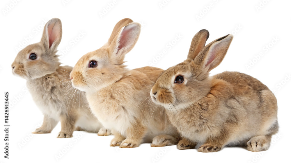 Fototapeta premium set of rabbit isolated on white background, PNG