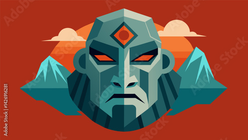 A stonelike mask a portrayal of the unshakeable stoic principles and resilience.. Vector illustration