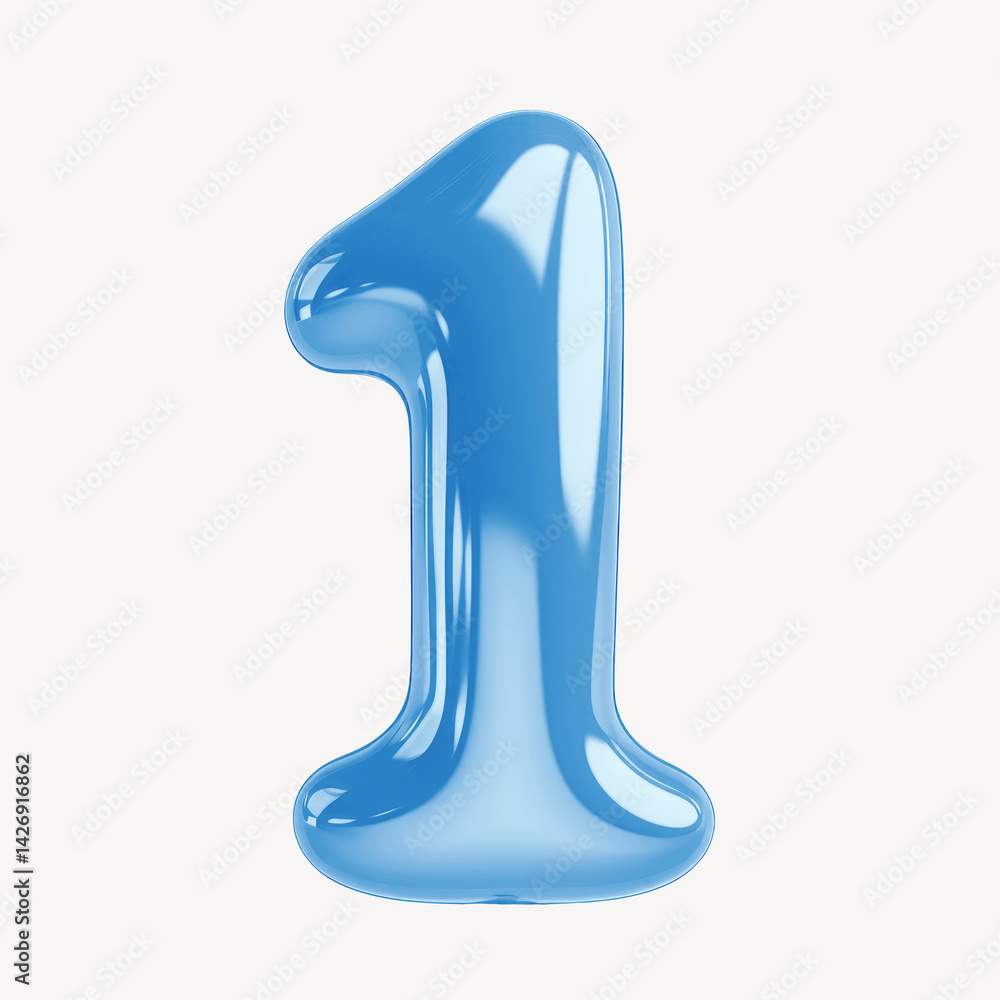 Fototapeta premium Number one blue 3D balloon illustration