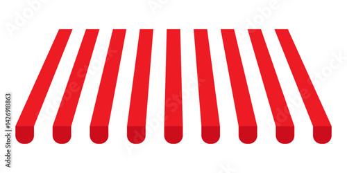 Shop awning tents for window. Outdoor market canopy, vintage store roof. Awning store vector illustration, Red and white stripped restain, Roof canopy parasol shop vector illustration, eps10 66