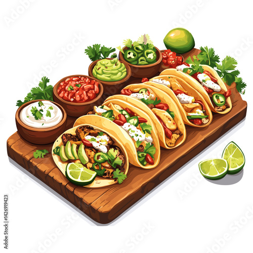 Mexican Fiesta Breakfast Taco Board with Fresh Salsas