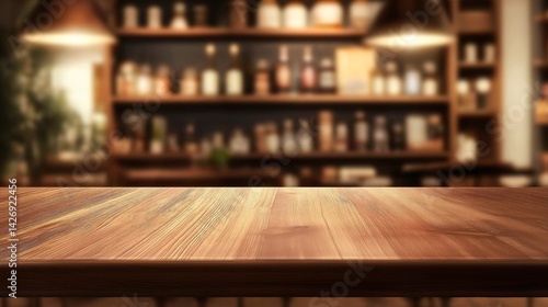 Wooden table and shelves