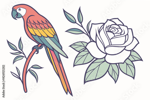 vector illustration of a parrot