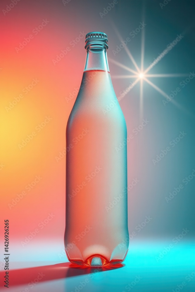 Bottle of Sparkling Water: Fresh hydration on vibrant background. Perfect refreshment and a burst of flavor. Bottle of Sparkling Water: Fresh hydration on vibrant background. Perfect refreshment and a burst of flavor.