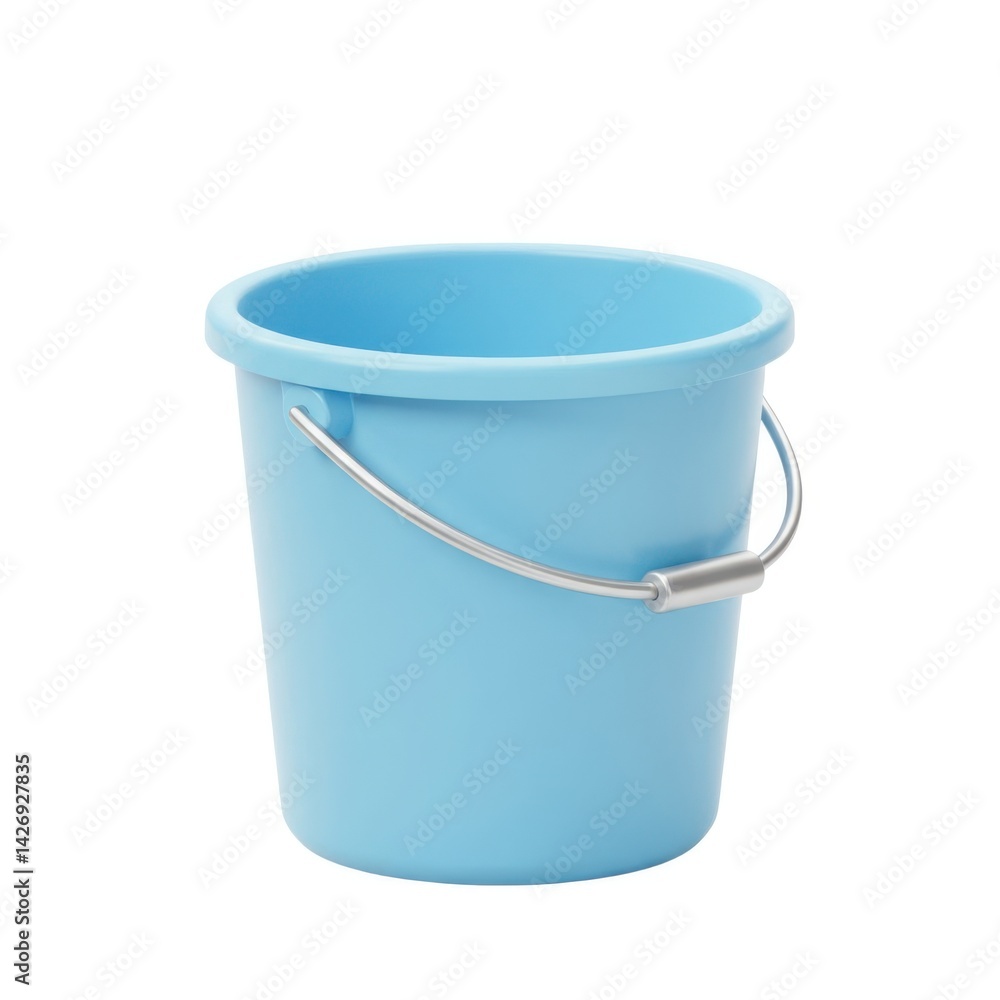 Light blue plastic bucket with handle background isolated on white background Light blue plastic bucket with handle background isolated on white background