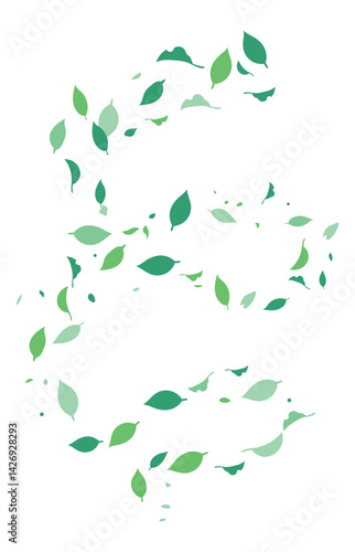 green leaves falling, falling leaves background vector illustration