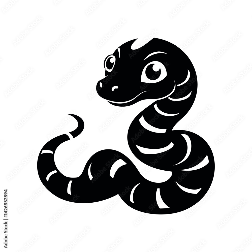 Fototapeta premium Baby Ball Python Vector Silhouette