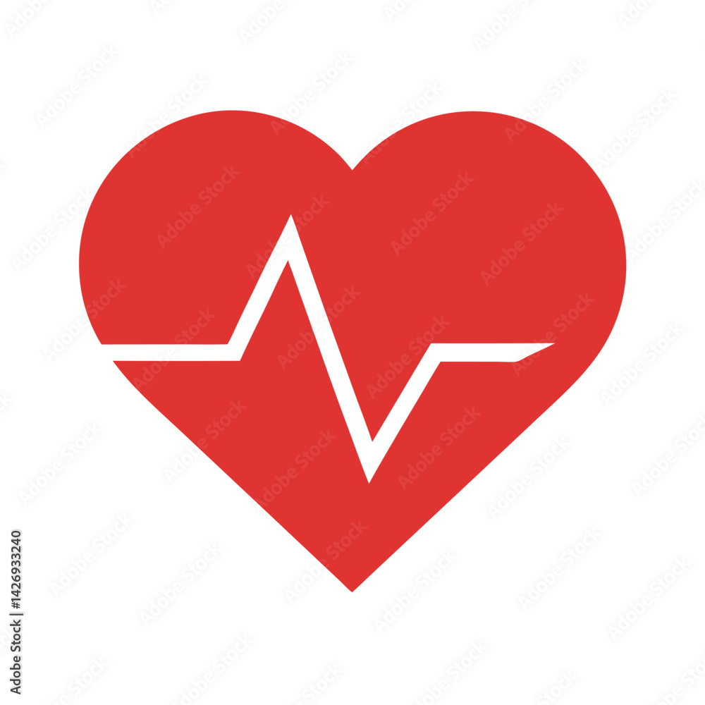 Simple Heart with Clean Pulse Line Inside Simple Heart with Clean Pulse Line Inside