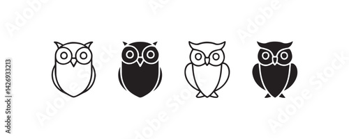 Owl icon set in minimalist vector style Vector