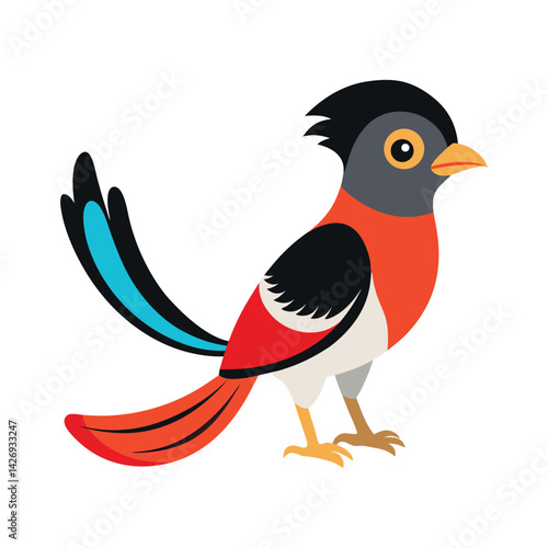 Baby Tailed Trogon Color Vector