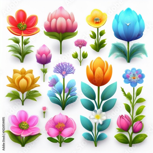 Wallpaper Mural set of flowers Torontodigital.ca