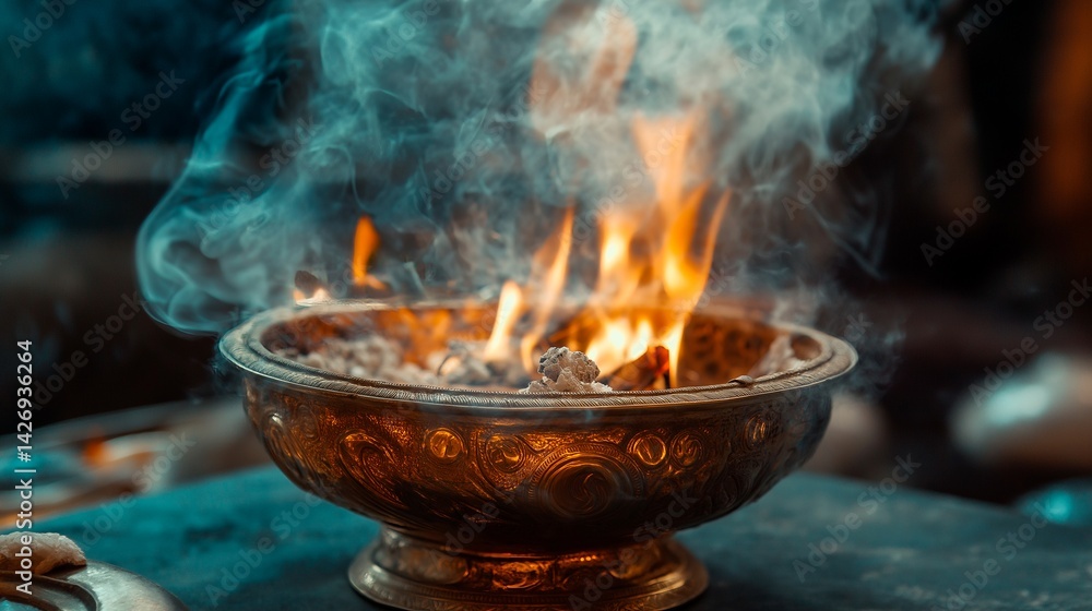 Fire in a golden bowl