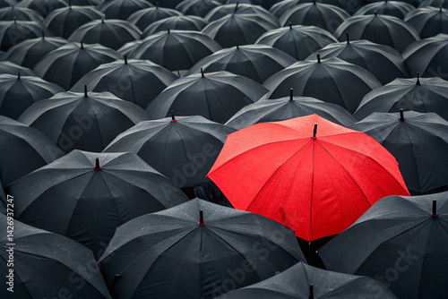 red and black umbrella