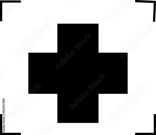Medical Cross Icon within Focus Frame for Targeted Health Services – Transparent Background.