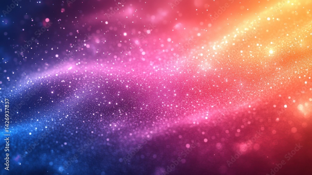 Naklejka premium Abstract Colorful Glitter Background Shimmering Sparkle Texture Pink Blue Orange Gradient