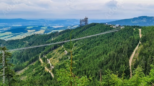 Panoramic view of the Sky Bridge 721, one of the  longest suspension footbridge in the world.