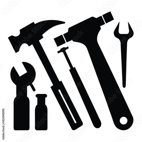 Hardware Tools Hammer Vector Silhouettes