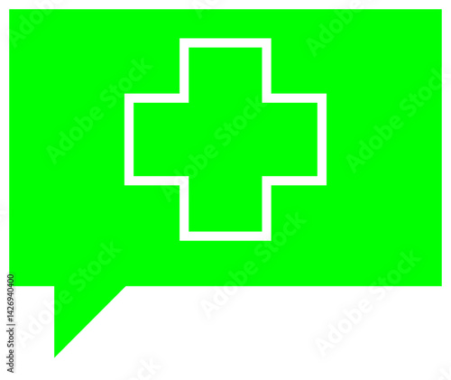 Chat Bubble with Medical Cross Icon for Health Consultation or Support – Transparent Background.