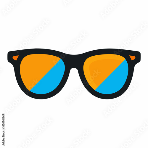 stylish black sunglass Silhouette line art vector icon on white background