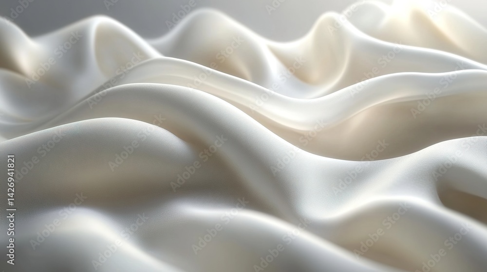 Obraz premium Soft Draped Cream Silk Fabric Texture Close Up