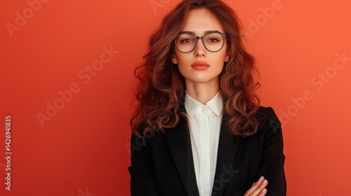 Obraz na płótnie business woman wearing glasses in the office w salonie