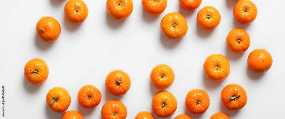 Fresh mandarin fruits on white. Top view flat lay